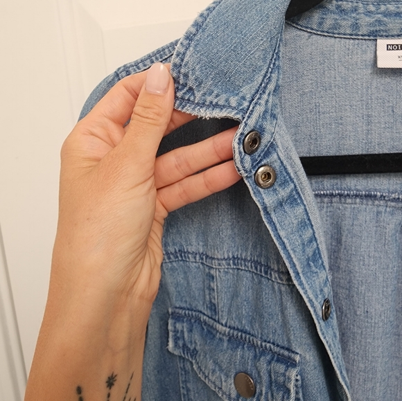 Noisy May Denim Snap Button Collared Shirt - Picture 4 of 4